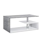 [en.casa] Moderner Couchtisch mit Ablage 90x50 cm Tisch Beistelltisch Wohnzimmertisch Sofatisch Möbel Beton-Optik Weiß