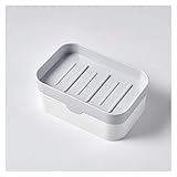 TEMKIN Seifenstangenhalter, an der Wand montierte, drehbare, doppelschichtige Seifenschale, Haushalts-Seifenschale aus Kunststoff, stanzfreier und verbreiternder Tisch-Seifensparer Box (Color : Gris