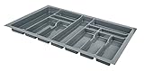 BigDean Universal Besteckeinsatz für Schubladen 80 cm - Zuschneidbar - 730x490mm - Schubladeneinsatz aus Kunststoff, Besteckkasten Silber-grau, Made in Europe