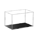 WOTRONCBEC Acryl Display Box mit schwarzer/weißer Basis, Display Stand Box, Cube Organizer Stand Riser Staubschutzvitrine für Souvenirs,20 * 15 * 50cm