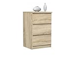 VBChome Kommode mit 3 Schubladen 40 x 40 x 75 cm Eiche Sonoma Grifflose Schubladenkommode Mehrzweckschrank für Flur Schlafzimmer Wohnzimmer Kinderzimmer Modern Eiche Sonoma 3 Schubladen