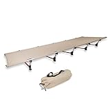 MidGard hochwertiges Feldbett, ultraleichtes Outdoorbett, klappbares Campingbett aus Aluminiumlegierung und Polyester bis 140 kg belastbar! Perfekt für Zelten, Wanderung, Reisen usw. beige
