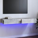 Tidyard TV-Schrank Lowboard TV Board Couchtisch Fernsehschrank Fernsehtisch Sofatisch TV Tisch Möbel Sideboard TV-Ständer mit LED-Leuchten Betongrau 120x35x15,5 cm