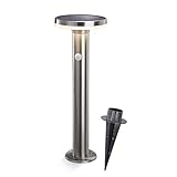 Esotec Solar Wegeleuchte Lena mit Bewegungsmelder - Lichtfarbe 4000K tageslichtweiß - 40 LED max. 400lm Lichtstrom - Abmessungen (D x H): 16 x 45 cm - Solarleuchte Standleuchte Pollerleuchte 102594