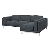 Soferia Kompatible Ersatzbezug fur NOCKEBY 2er-Sofa mit Recamiere, rechts, Stoff Strong Dark Grey, Grau