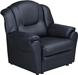 Meble Roberto Klassischer Sessel Schwarz Texas 105 x 95 x 90 cm - Kunstleder - Relaxsessel - Wohnzimmermöbel - Kinosessel - Fernsehsessel - Luxusmöbel