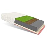 FDM Savona Schaumstoffmatratze 140 x 200 cm 7-Zonen Latex Kokos Matratze Härtegrad H4/H3 (Hart/Mittelhart) 22 cm Höhe Hochelastischer Komfortschaum Zweiseitig Bezug Abnehmbar Waschbar