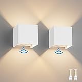 Klighten 2 Stück LED Wandleuchte mit Bewegungsmelder Innen/Außen 3000K Außenwandleuchte mit Bewegungsmelder Wandlampe Einstellbar Abstrahlwinkel, mit Austauschbarer G9 LED Lampe (Weiß)