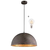 Globo Hängelampe Vintage Esszimmer mit LED Lampe - 41 cm Hängeleuchte Industrial - Rost Optik - Industrie Pendellampe - Küchenlampe - Pendelleuchte - Höhenverstellbar max 120 cm - Fassung E27-7 Watt