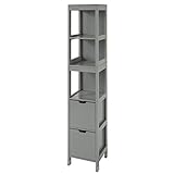 SoBuy FRG126-SG Hochschrank für Bad Badregal mit Fußpolster Badezimmer Badmöbel dunkelgrau BHT ca.: 30x145x30cm