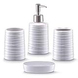 Zeller 18266 Bad-Accessoires-Set, 4-teilig, Keramik, weiß 42 x 21 x 24 cm