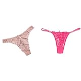 Générique Sexy Damen-Slip mit Spitze, durchsichtig, atmungsaktiv, rot, Large