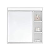 JRZTC Medizinschränke Badezimmerspiegelschrank Eintüriger Aufbewahrungsspiegel mit LED-Licht Quadratischer Aufbewahrungsschrank aus Edelstahl