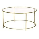 VASAGLE Runder Couchtisch, Ø 84 cm, Wohnzimmertisch mit Stahlgestell, Salontisch, Beistelltisch, golden LGT21G