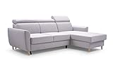 mb-moebel Ecksofa mit Schlaffunktion und Bettkasten - Universelle Ottomane | Couch für Wohnzimmer, Schlafsofa Sofagarnitur Sofa Eckcouch L-Form Wohnlandschaft - 235x170x99 cm - Augusto - Hellgrau