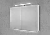 Intarbad ~ Spiegelschrank 90 cm mit Multi LED Acryl Aufsatzleuchte Doppelspiegeltüren Shorewood IB1935