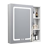 Medizinschränke Raum Aluminium Spiegelschrank Badezimmer Smart Spiegelschrank Separater Spiegelschrank Wandmontage Badezimmer Spiegelschrank Großer Raum (Weiß 80 * 12 * 68 cm)
