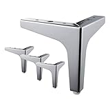 XBSXP 4er Set Modern Furniture Feet, modern rutschfeste verschleißfeste Metall dreiecksform Schrankbeine Sofa Stuhl Ersatz Kleiderschrank Stuhlfüße Möbelbeine,Silber,17cm