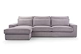 BETTSO -Ecksofa Großes L-Form Couch, Couchgarnitur, Eckcouch, Sofa,Ecksofa mit Kissen und Armlehnen aus Cordstoff-Valentino (Hellgrau, Links)