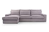 BETTSO -Ecksofa Großes L-Form Couch, Couchgarnitur, Eckcouch, Sofa,Ecksofa mit Kissen und Armlehnen aus Cordstoff-Valentino (Hellgrau, Links)