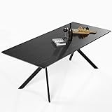 KMH Esstisch schwarz TAMMO 200 x 90 cm - hochwertiger Esszimmer Tisch rechteckig Küchentisch aus MDF Holzoptik & Stahl - Stabil & robust für Wohnzimmer oder Küche