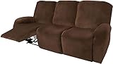 Samt Stretch Recliner Cover, Recliner-Stuhlabdeckung 3-Sitzer-Recliner-Slipcover 8-teiliger weiches elastisches Recliner-Protektor-Funis-Protektor mit elastischem Boden for Kinder Haustiere ( Color :