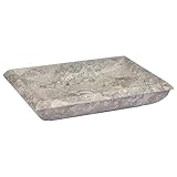 vidaXL Waschbecken Aufsatzwaschbecken Waschtisch Waschschale Waschplatz Handwaschbecken Naturstein Becken Badezimmer Grau 50x35x10cm Marmor