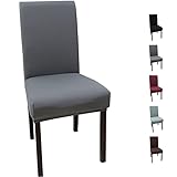 YUNSHANGHE Universal Stretch Stuhlhussen 4er Set, Abnehmbare Elastische Moderne Beschützer Stuhlbezug, Esszimmer überzug Bi-Elastic Spannbezug, Stuhlüberzüge für Bankett Hochzeit Partys Deko (Grau)