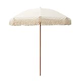 GSKD 2m Terrassenschirm Tragbar Sonnenschirm Draußen Gartenschirm Mit Quasten UV-Schutz Marktschirm Wasserabweisend Sonnenschutz Beige