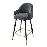 Familienhocker, Barhocker, Barhocker, 2er-Set mit Armlehne, samtbezogener Rückenlehne und Fußstütze und Sockel aus Metall, Barstuhl für Frühstücksbar, hohe Küche und Zuhause (Blaue