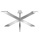 Natural Goods Berlin 1x TISCHGESTELL Spider, Design Kreuzgestell Schwerlast massiv Tischkufen Stahl Tischbeine Metall, DIY Konferenztisch, einfache Montage (H71 x B78 x L150 cm (Esstisch), Edelstahl)
