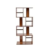 Bookshelf Bookcase Staggered Bookcase Bamboo Industrial Style Display Rack Room Divider Freestanding Storage Shelf Bookshelf Vintage Color (Color : 3 Tiers Size : 80cm Length) (4 Tiers 60cm Length)
