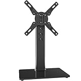 TV Standfuß Universal Höhenverstellbar Ständer Fernsehtisch Standfuß Halterung Fernsehständer LCD LED Flachbildfernseher Stand Glas Aufsatz VESA 200x200 Tischständer/Schwarz, hält bis zu 35kgs