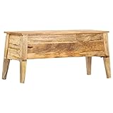 vidaXL Mangoholz Massiv Aufbewahrungstruhe Sitzbank Sitztruhe Truhenbank Truhe Holzbank Bank Holztruhe Flurbank Aufbewahrungsbox 99x35x48cm