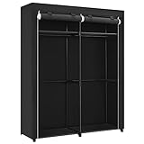 SONGMICS Kleiderschrank, Garderobe mit 2 Kleiderstangen, Kleidungsaufbewahrung, Stoffschrank, Kleiderständer, faltbar, Ankleidezimmer, Schlafzimmer, 43 x 140 x 174 cm, schwarz RYG02BK