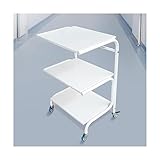 POCHY Mehrzweckwagen, 3-stufiger Beistelltisch aus Ganzstahlmaterial, mobiler Aufbewahrungswagen mit Rollen, Beistelltisch, 56 x 40 x 82 cm, Rollwagen