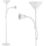 Monzana Stehlampe 175cm Weiß Verstellbar E27 Stehleuchte Standleuchte Lampe Deckenfluter Fluter Deckenstrahler Leselampe