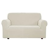 EBETA E Elastisch Sofa Überwürfe Sofabezug, Stretch Sofahusse Sofa Abdeckung Hussen für Sofa, Couch, Sessel 2 Sitzer (Cremefarbe, 145-185 cm)