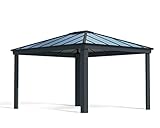 Palram Dallas 4300 Gartenpavillon 3x4 : Höchst Widerstandsfähig, Hardtop Pavillon. Robuste Konstruktion aus Aluminium mit isoliertem Dach aus Polycarbonat. Ideal als freistehende Überdachung.