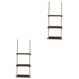 Yardwe 2 Sets Wandhalterung Holziges Dekor Wandregal Fensterregale Schwebende Bücherregale Aus Holz Wandhängeregale Aufbewahrungsregale Hängeregal Bauernhaus-Seilregale