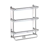 FESTAS Badezimmer-Glasregal Badezimmer-Handtuchhalter Duschregal Wandmontierter Doppelhandtuchhalter 4 Haken Handtuchregal Regal (Color : Style3, Size : 40cm)