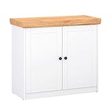 Homestyle4u 2230 Kommode Sideboard Eiche Matt Weiß Holz Massiv Schrank Mit Fächern Highboard Anrichte