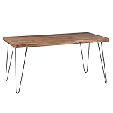 WOHNLING Esstisch BAGLI Massivholz Sheesham 120 x 80 x 76 cm Esszimmer-Tisch Küchentisch modern Landhaus-Stil Holztisch mit Metallbeinen dunkel-braun Natur-Produkt Massivholzmöbel Echt-Holz unbehandelt