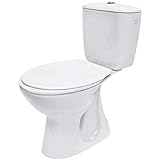 VBChome Keramik Stand- WC Toilette Komplett -Design- Set mit Spülkasten WC- Sitz aus Duroplast für senkrechten Standard Abgang Wasseranschluss Atlantic