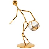 Goldene abstrakte Kunstfiguren, die Kristallkugel halten, moderne Eisenfigur, einfache Linienskulptur, Desktop-Athlet, Statue, Handwerk, Sammlerfigur, Ornament for Zuhause, Büro B ( Color : As Shown 2