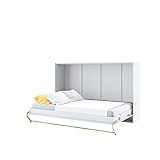 MEBLINI Schrankbett Concept Pro - Wandbett mit Lattenrost - Schrank mit Klappbett - Wandklappbett - Murphy Bed - Bettschrank - CP-05-120x200cm Horizontal - Weiß Matt