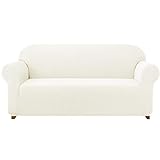 subrtex 1 Stück Sofabezug aus Polyester, elastisch, Sitzbezug, Sofabezug für zu Hause (2-Sitzer, Cream)
