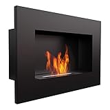 KRATKI Biokamin Delta | 400 x 600 mm | 0,2 L Behälter | Schwarz | ohne Verglasung | Ethanol-Wandkamin| Ideal für Zuhause, Wohnzimmer oder Schlafzimmer | TÜV - Rheinland geprüft