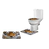 ZGDPBYF 3 Stück Badematten Tier Tiger Bart Leopard Wasserdicht Rutschfeste Badematte Set, Waschbar Teppich Für Bathroom-3-Piece_Set