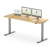 FLEXISPOT EG1 160 x 80 cm Elektrischer Höhenverstellbarer Schreibtisch, FSC-Zertifiziert, 2-Fach-Teleskop - Ergonomisches Sitz-Stehpult mit Tischplatte (Grau Gestell, Ahorn)